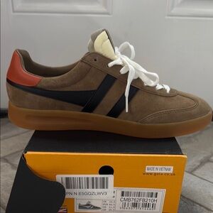 Gola Men's Tan Suede Sneakers with Black and Orange Accents